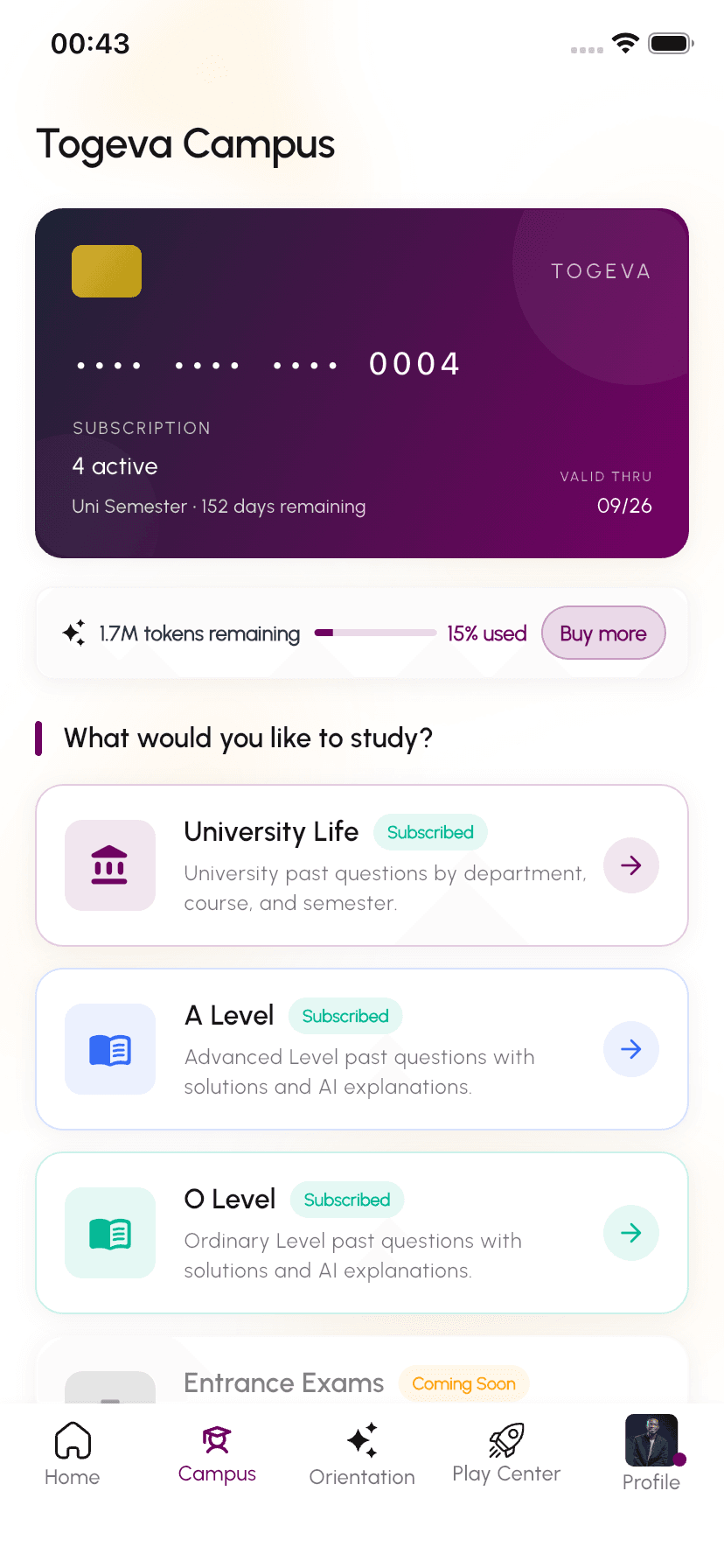 Study smarter with Togeva Campus — app preview — 1 / 9