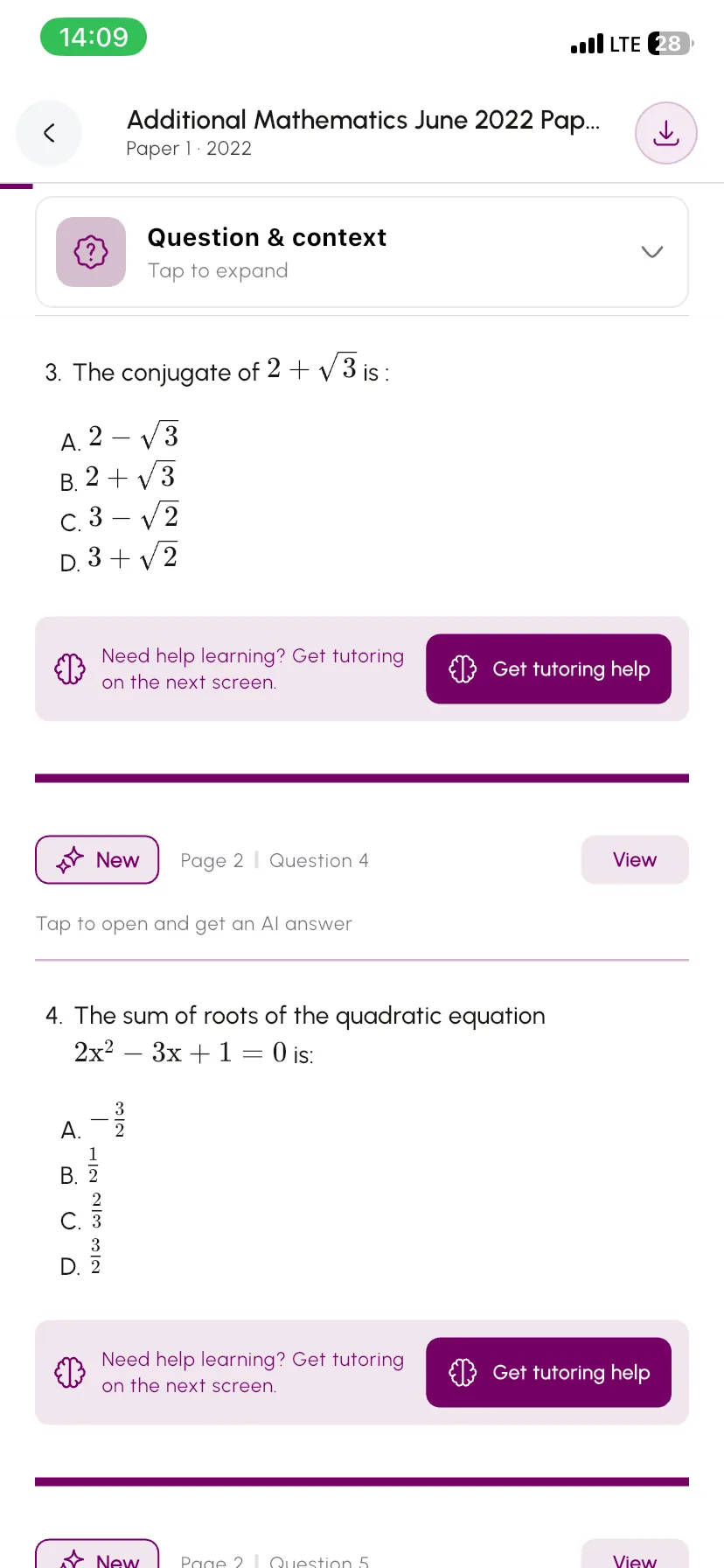 A past question open on Togeva Campus