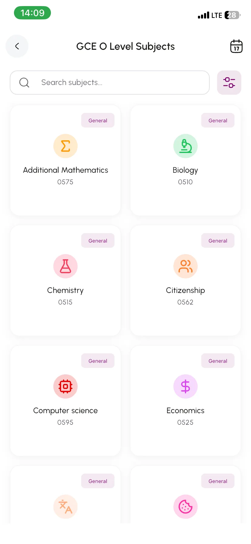 Togeva Campus screen for this study path